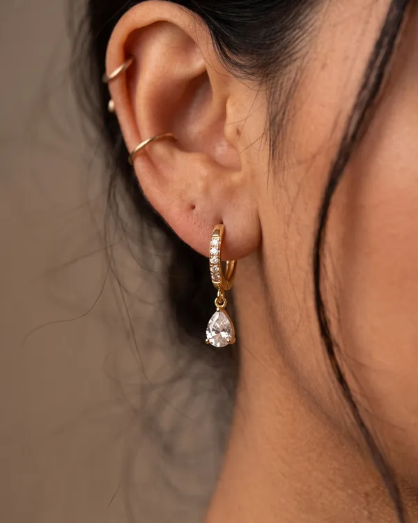 Pear_Drop_CZ_Huggie_Hoop_Earrings