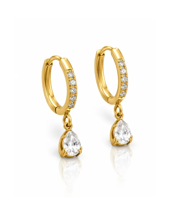 Pear_Drop_CZ_Huggie_Hoop_Earrings