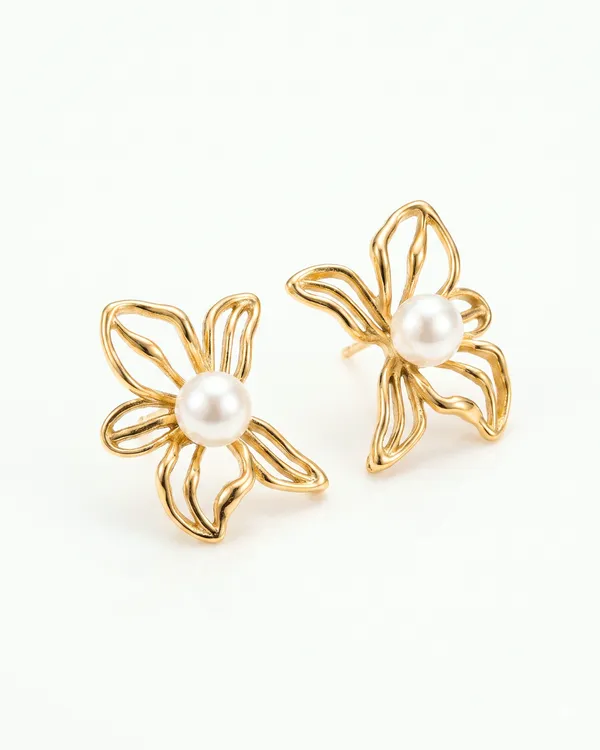 Gold_Stainless_Steel_Pearl_Bow_Stud_Earrings_For_Women