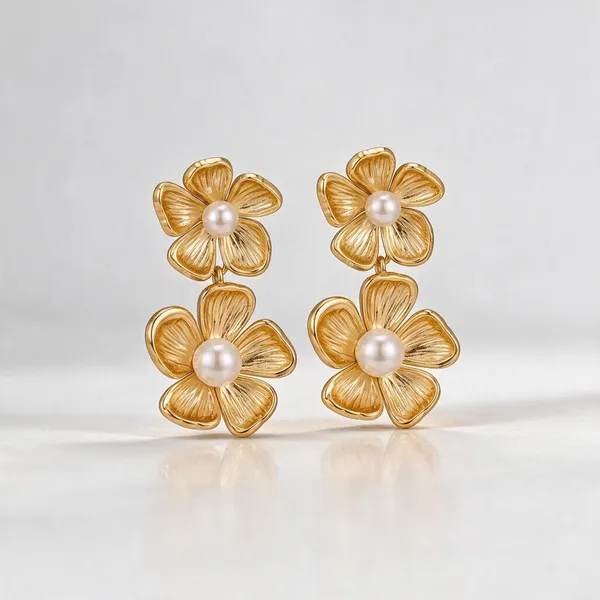 Gold_Stainless_Steel_Pearl_Centre_Flower_Stud_Earrings_For_Women