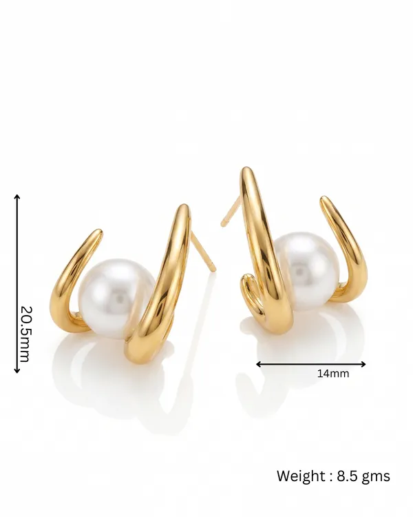 Gold_Stainless_Steel_Pearl_Claw_Stud_Earrings_For_Women