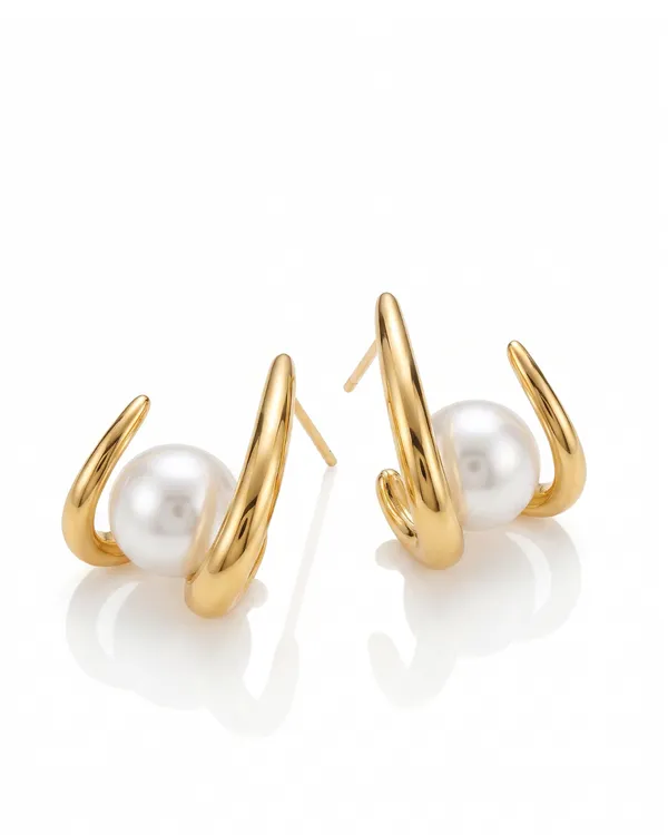 Gold_Stainless_Steel_Pearl_Claw_Stud_Earrings_For_Women