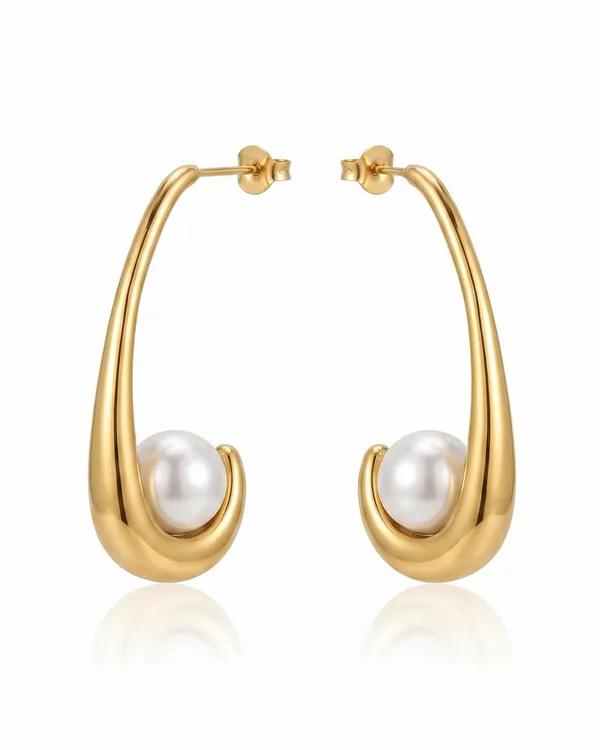 Gold_Stainless_Steel_Pearl_Drop_Teardrop_Long_Earrings_For_Women