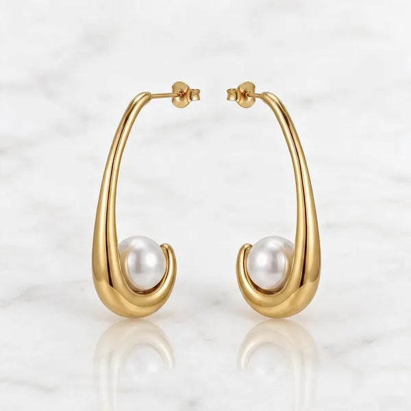 Gold_Stainless_Steel_Pearl_Drop_Teardrop_Long_Earrings_For_Women