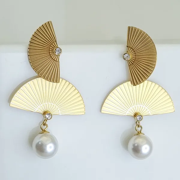 Gold_Stainless_Steel_Pearl_Fan_Kinetic_Drop_Earrings_For_Women