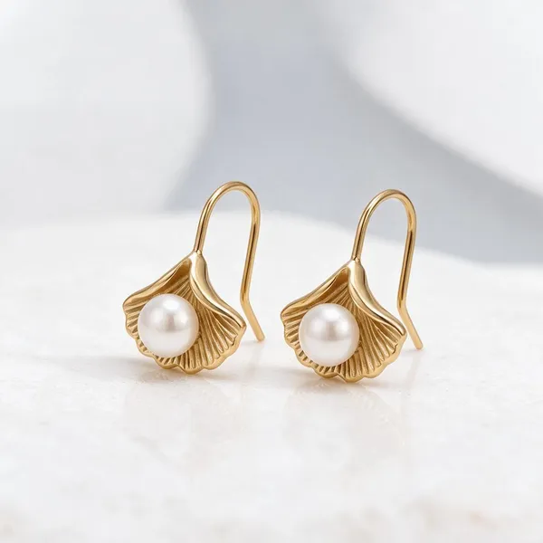Gold_Stainless_Steel_Pearl_Ginkgo_Leaf_Drop_Earrings_For_Women