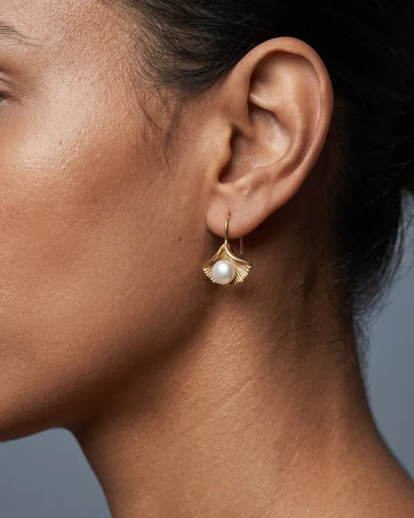 Gold_Stainless_Steel_Pearl_Ginkgo_Leaf_Drop_Earrings_For_Women