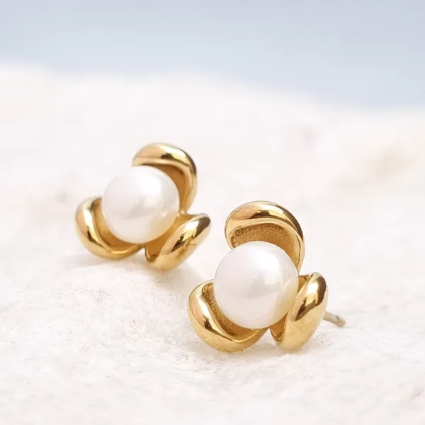 Gold_Stainless_Steel_Pearl_Knot_Stud_Earrings_For_Women