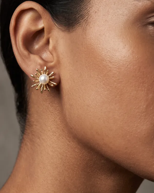 Gold_Stainless_Steel_Pearl_Sunburst_Stud_Earrings_For_Women