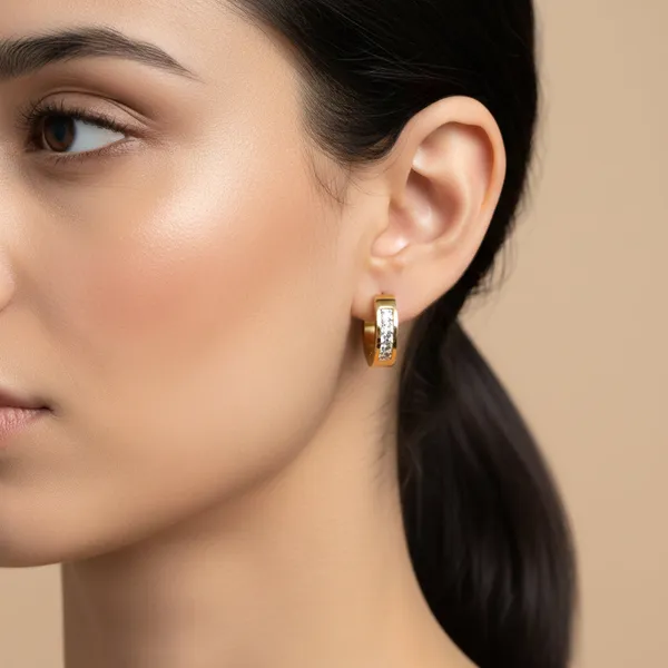 Gold_Stainless_Steel_Prism_Channel-Set_Huggie_Earrings_For_Women