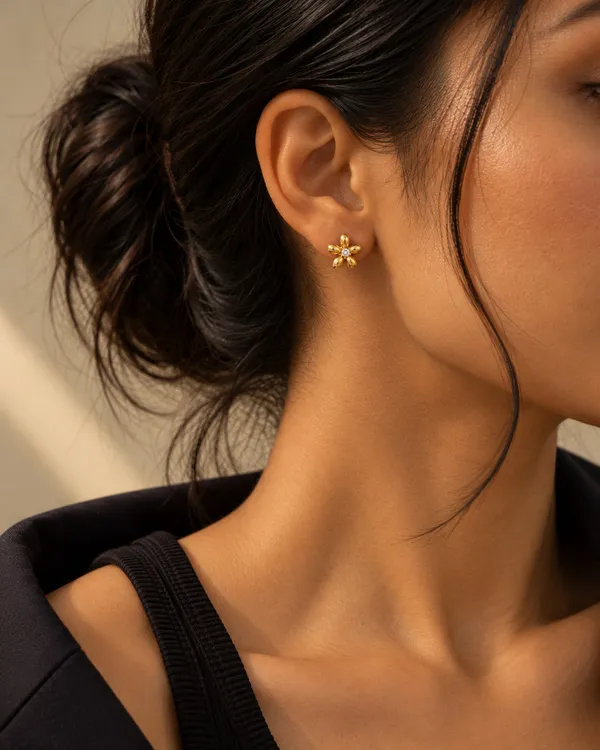 Puffy_Daisy_CZ_Centre_Stud_Earrings