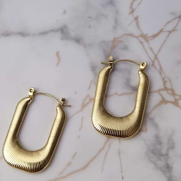 Gold_Stainless_Steel_Ridged_Hoop_Earrings_For_Women