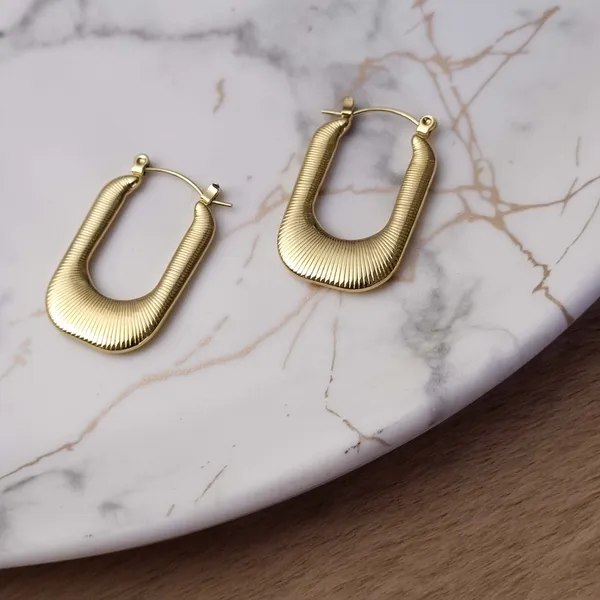 Gold_Stainless_Steel_Ridged_Hoop_Earrings_For_Women