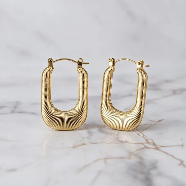 Gold_Stainless_Steel_Ridged_Hoop_Earrings_For_Women