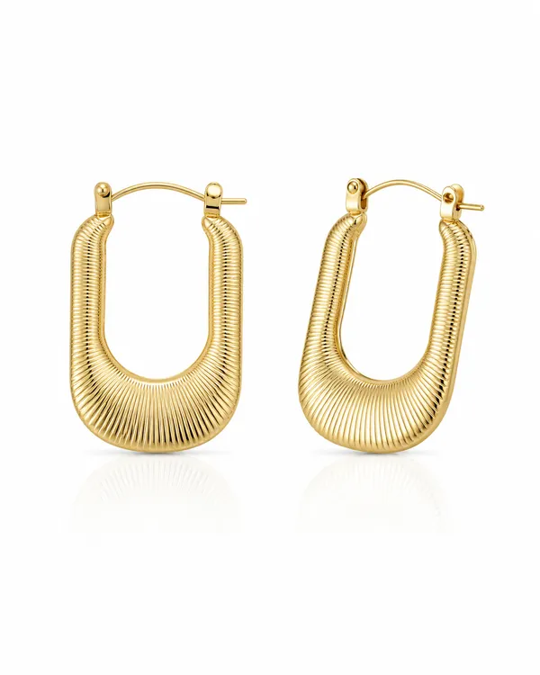 Gold_Stainless_Steel_Ridged_Hoop_Earrings_For_Women