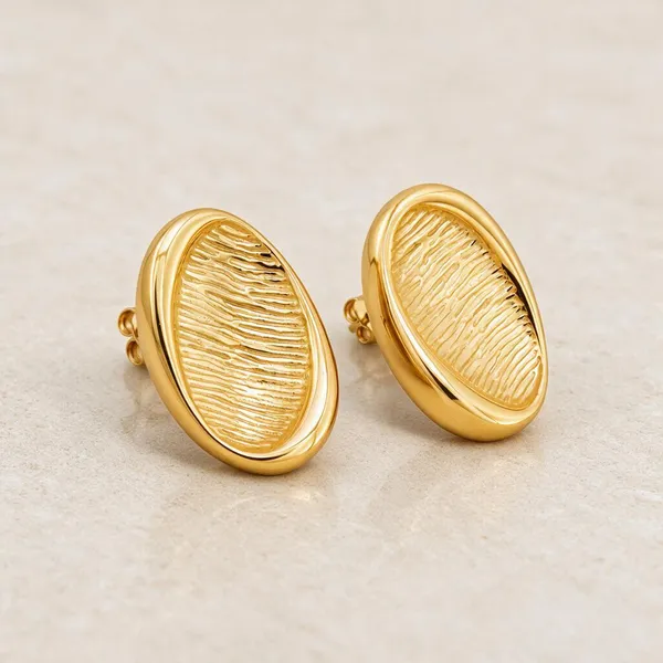 Gold_Stainless_Steel_Ripple_Oval_Statement_Stud_Earrings_For_Women