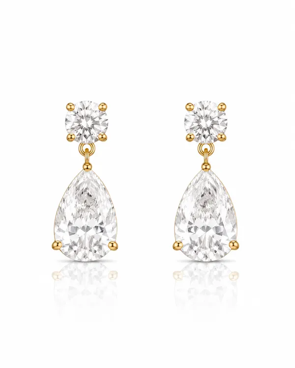 Gold_Stainless_Steel_Round_Pear_Cz_Drop_Earrings_For_Women