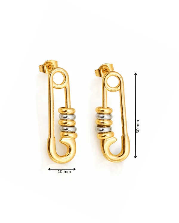 Gold_Stainless_Steel_Safety_Pin_Two-Tone_Drop_Earrings_For_Women