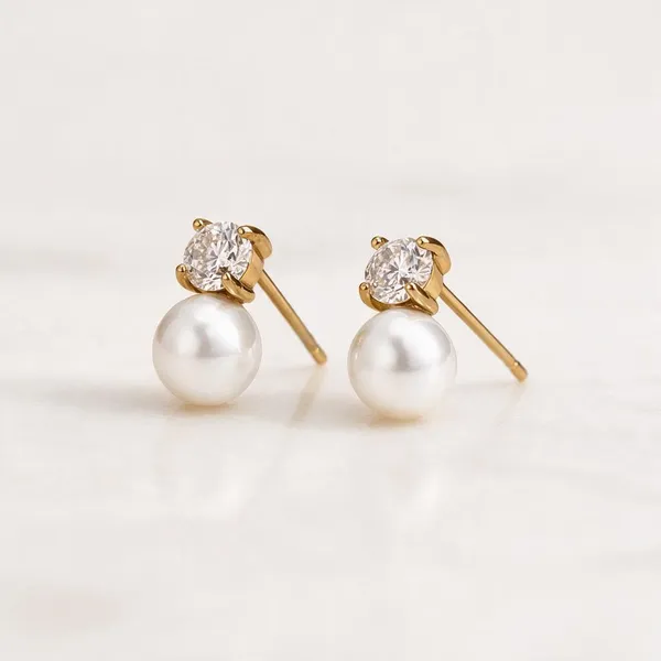 Gold_Stainless_Steel_Serene_Pearl_Drop_Stud_Earrings_For_Women