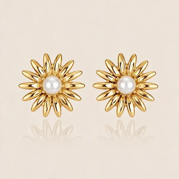 Gold_Stainless_Steel_Solaris_Sunburst_Pearl_Stud_Earrings_For_Women