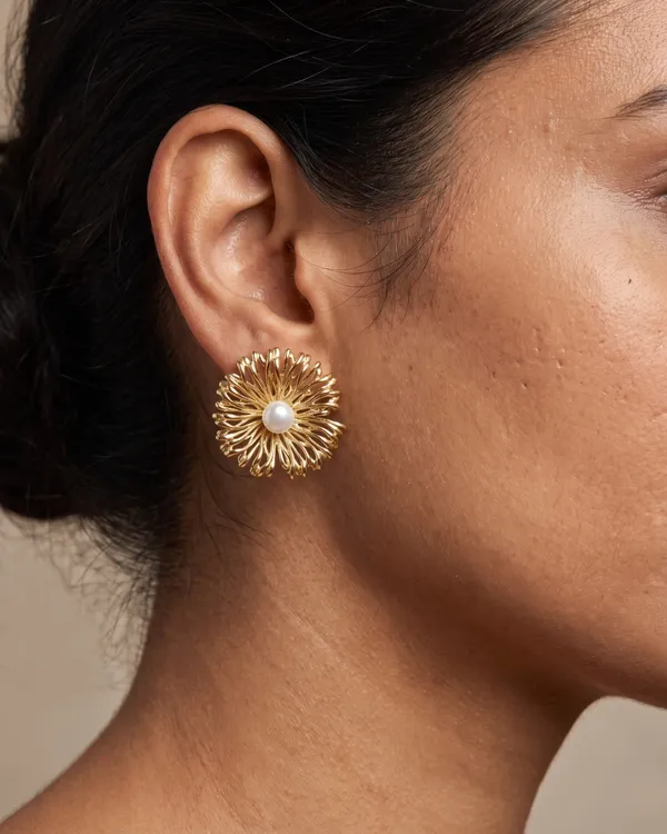 Gold_Stainless_Steel_Sunburst_Pearl_Stud_Earrings_For_Women