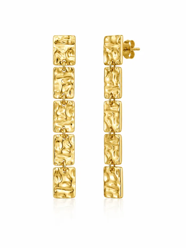Gold_Stainless_Steel_Textured_Totem_Drop_Earrings_For_Women