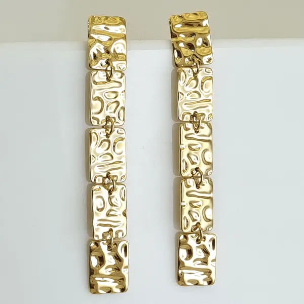 Gold_Stainless_Steel_Textured_Totem_Drop_Earrings_For_Women
