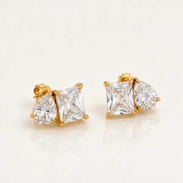 Gold_Stainless_Steel_Cz_Princess_Round_Stud_Earrings_For_Women