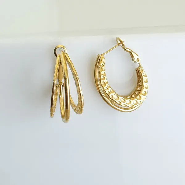 Gold_Stainless_Steel_Trident_Textured_Triple_Hoop_Earrings_For_Women