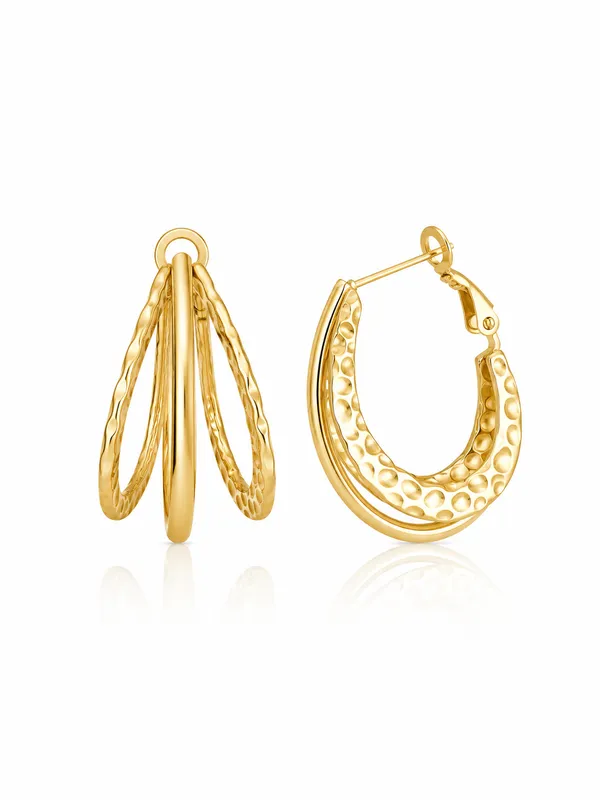 Gold_Stainless_Steel_Trident_Textured_Triple_Hoop_Earrings_For_Women