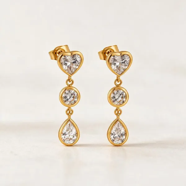 Gold_Stainless_Steel_Triple_Bezel_Cz_Heart_Drop_Earrings_For_Women