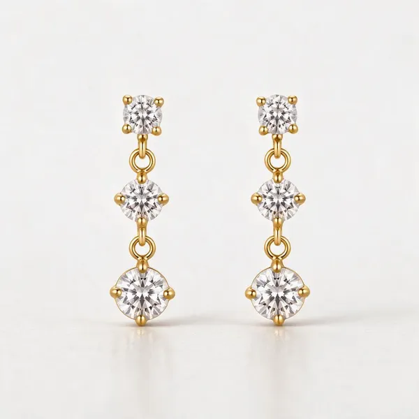 Gold_Stainless_Steel_Triple_Cz_Drop_Earrings_For_Women
