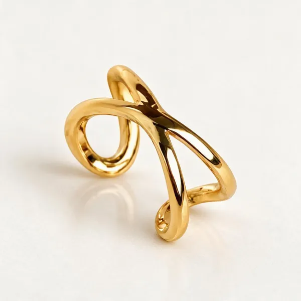 Gold_Stainless_Steel_Crossed_Wire_Sculptural_Ear_Cuff_For_Women