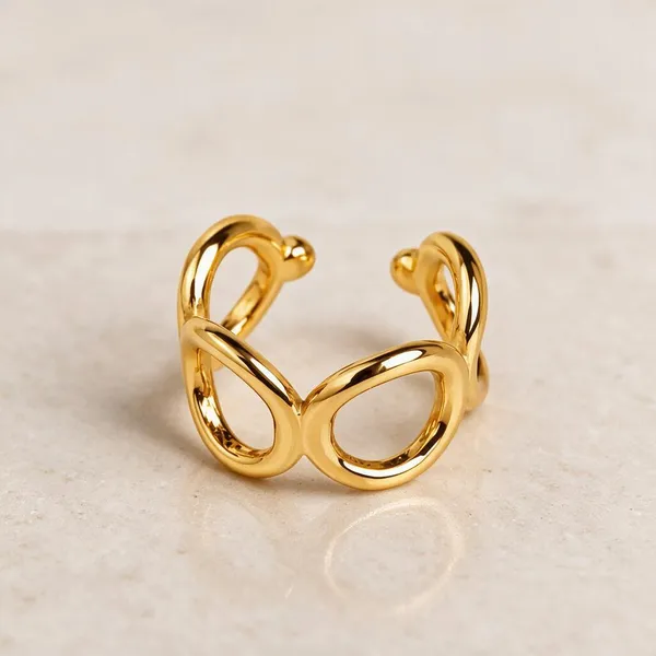 Gold_Stainless_Steel_Double_Petal_Open_Ear_Cuff_For_Women