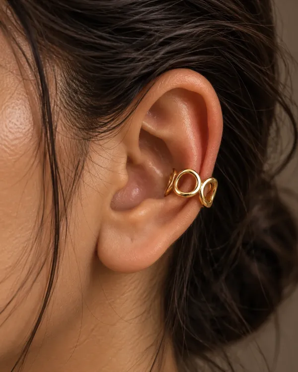 Gold_Stainless_Steel_Double_Petal_Open_Ear_Cuff_For_Women