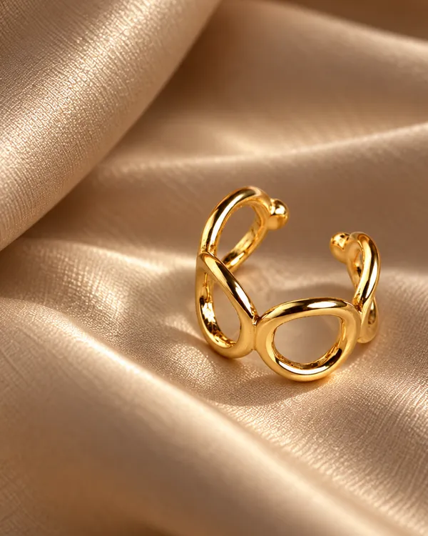 Gold_Stainless_Steel_Double_Petal_Open_Ear_Cuff_For_Women
