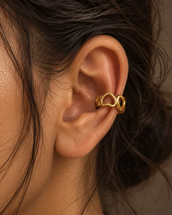 Gold_Stainless_Steel_Linked_Open_Heart_Ear_Cuff_For_Women