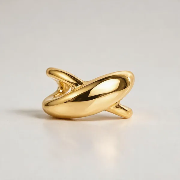 Gold_Stainless_Steel_Molten_Dome_Sculptural_Ear_Cuff_For_Women