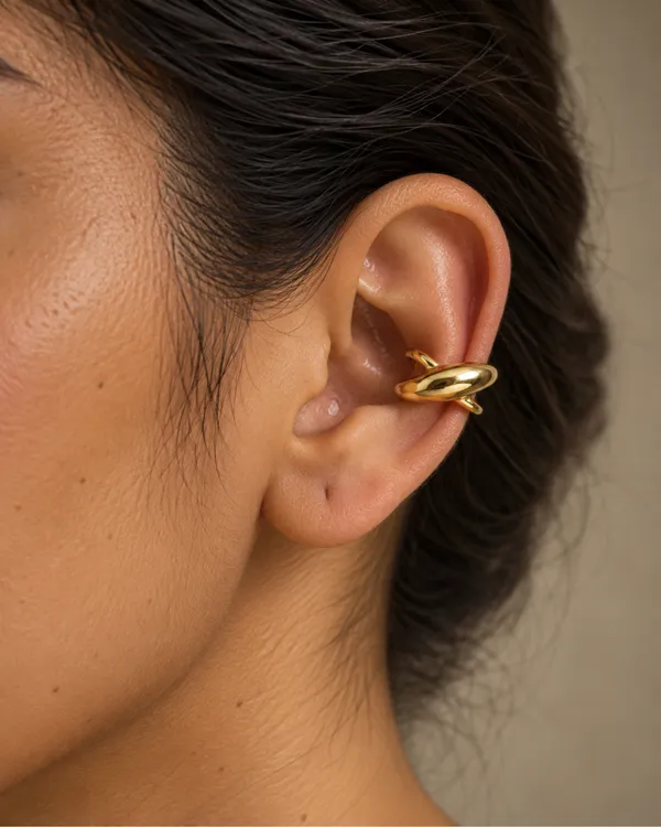 Gold_Stainless_Steel_Molten_Dome_Sculptural_Ear_Cuff_For_Women