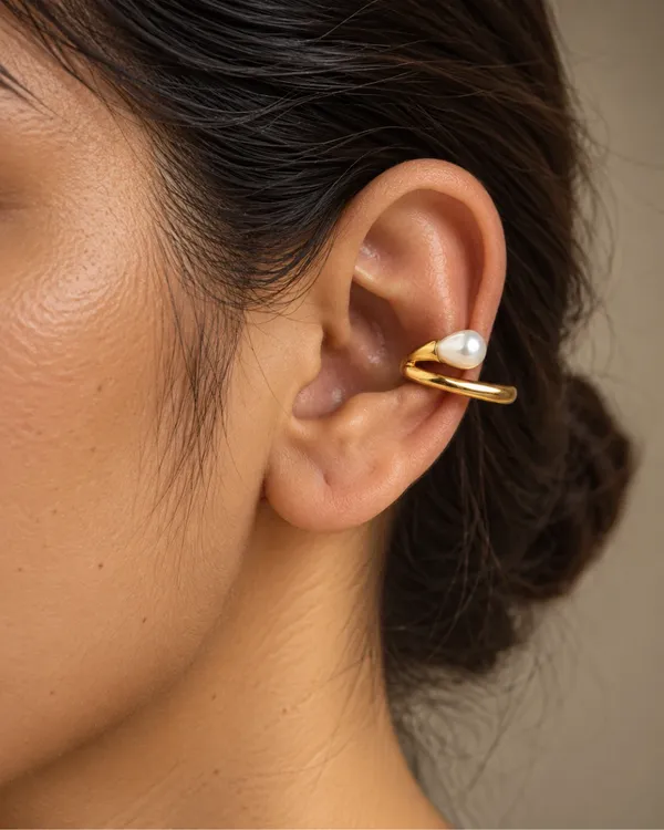 Gold_Stainless_Steel_Pearl_Tip_Ear_Cuff_For_Women