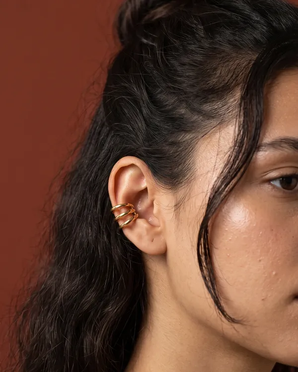 Gold_Stainless_Steel_Triple_Arc_Polished_Ear_Cuff_For_Women