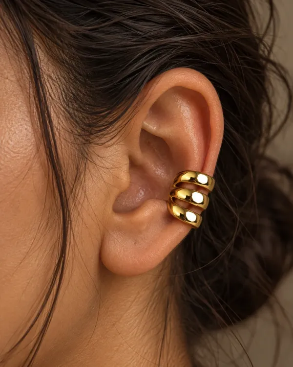 Gold_Stainless_Steel_Triple_Band_Polished_Ear_Cuff_For_Women