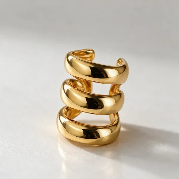 Gold_Stainless_Steel_Triple_Band_Polished_Ear_Cuff_For_Women