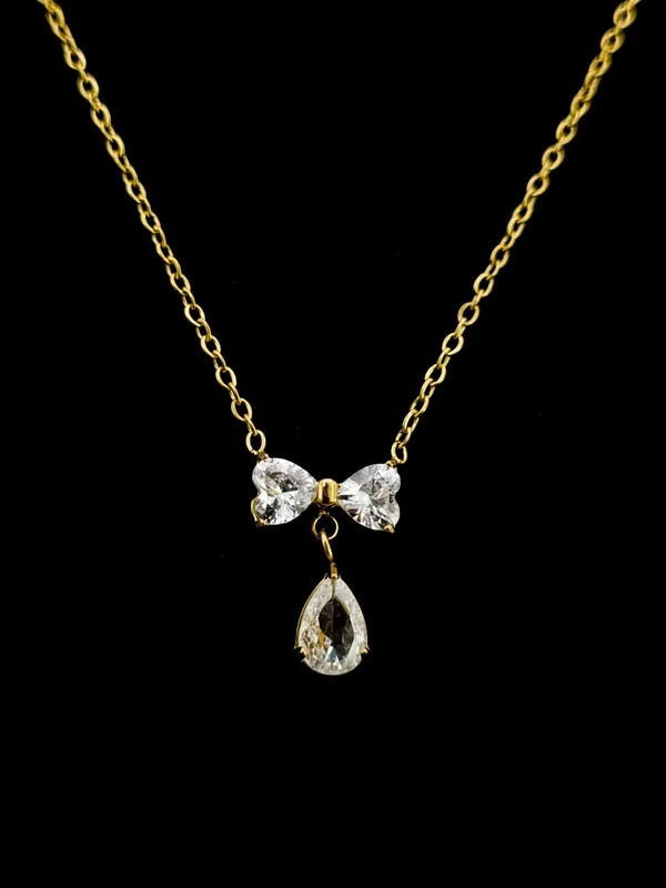 CZ_Bow_and_Pear_Drop_Pendant_Necklace