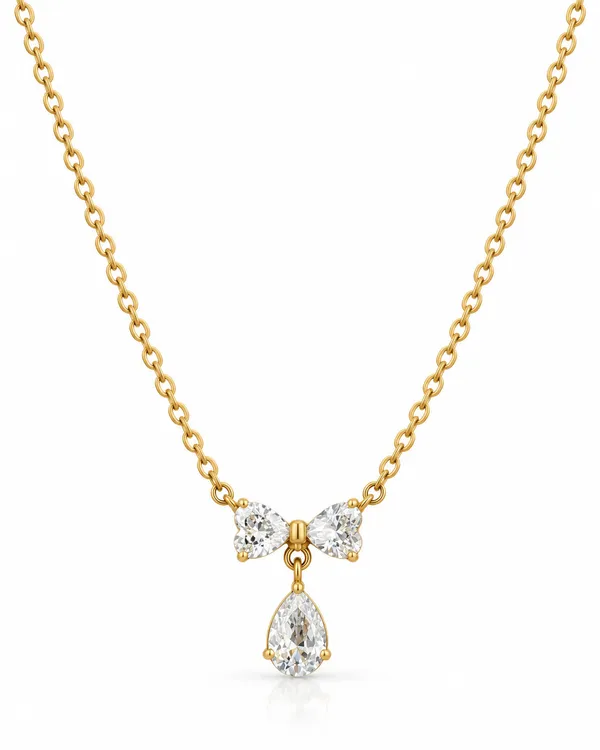 CZ_Bow_and_Pear_Drop_Pendant_Necklace