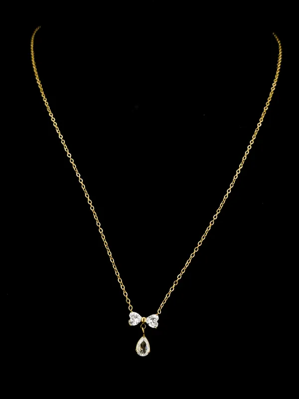 CZ_Bow_and_Pear_Drop_Pendant_Necklace