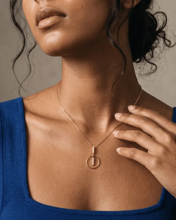 Gold_Stainless_Steel_Cz_Trio_Circle_Drop_Pendant_Necklace_For_Women
