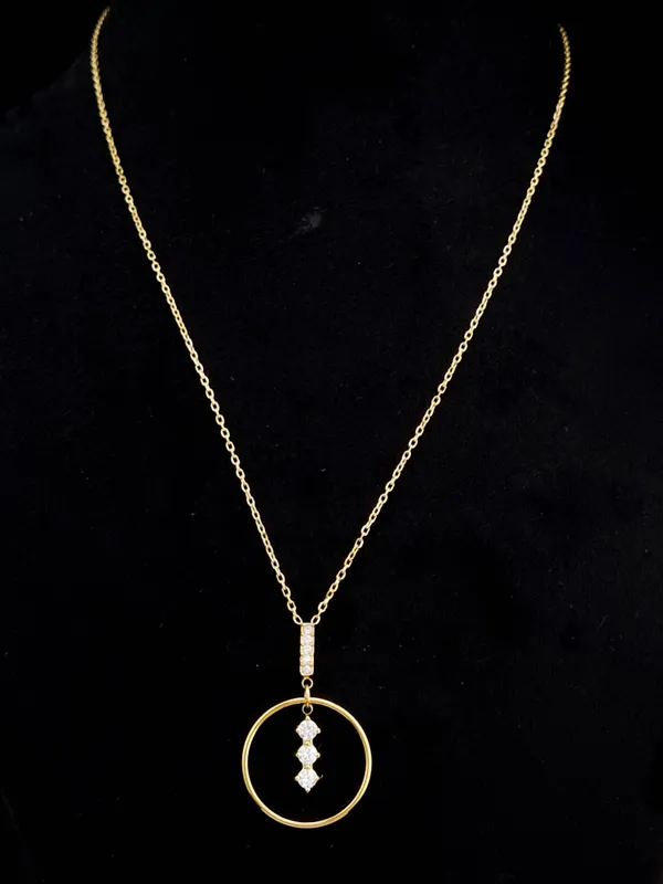Gold_Stainless_Steel_Cz_Trio_Circle_Drop_Pendant_Necklace_For_Women