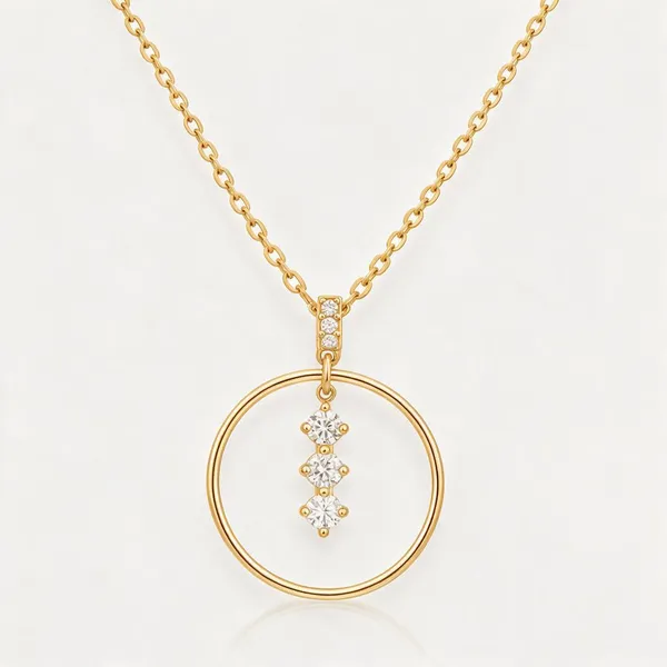 Gold_Stainless_Steel_Cz_Trio_Circle_Drop_Pendant_Necklace_For_Women