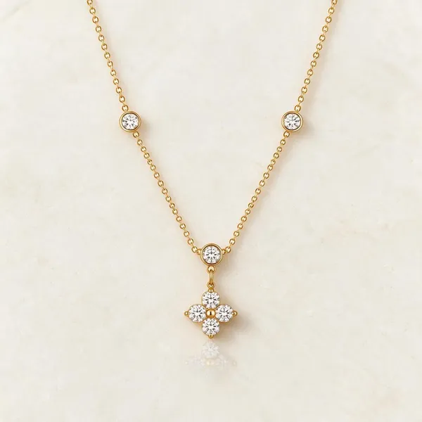 Gold_Stainless_Steel_Celestial_Clover_Pendant_Necklace_For_Women